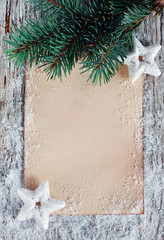 Christmas congratulation card with fir branch