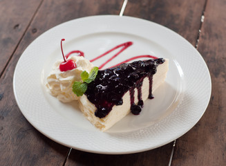 blueberry crepe cake in the cafe