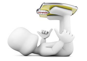 3d character lying on the ground, tricking the scale