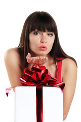 beautiful girl with Christmas gift