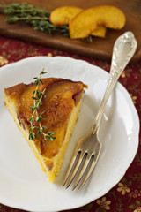 Peach and cornmeal upside-down cake