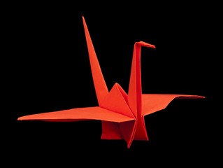 Red crane bird origami