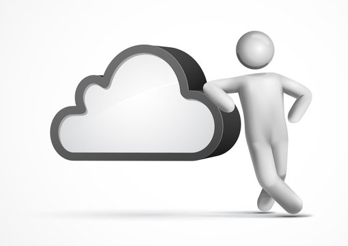 3d Vector Man Leaning On A Cloud