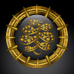 Golden emblem with anaconda snake in it