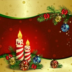 Christmas background with burning candles