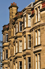 Traditional sandstone Victorian tenement housing in Scotland