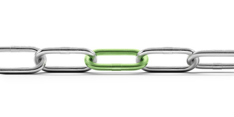 Metal chain with green element