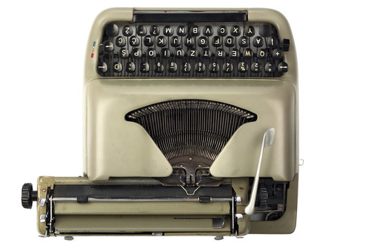 Vintage Typewriter with Latin European Keys Tilted Right