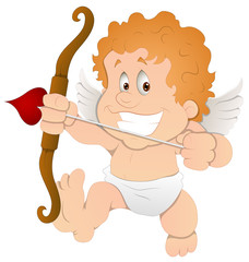 Obraz premium Cute Cartoon Cupid - Vector Illustration