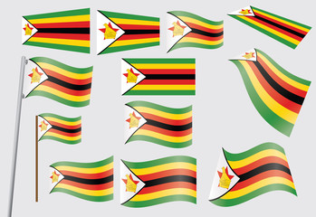 set of flags of Zimbabwe vector illustration