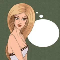 Fotobehang Strips Blond meisje - komisch