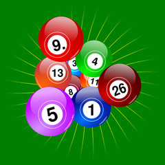 Colorful winning lottery balls