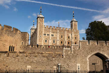 Fototapeta na wymiar London with Tower Hill Castle in England