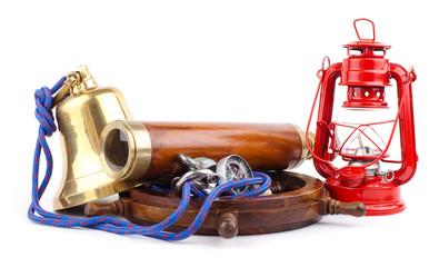 maritime adventure -marine equipment  isolated on white