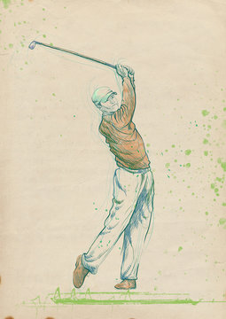 golf player (original full sized drawing)