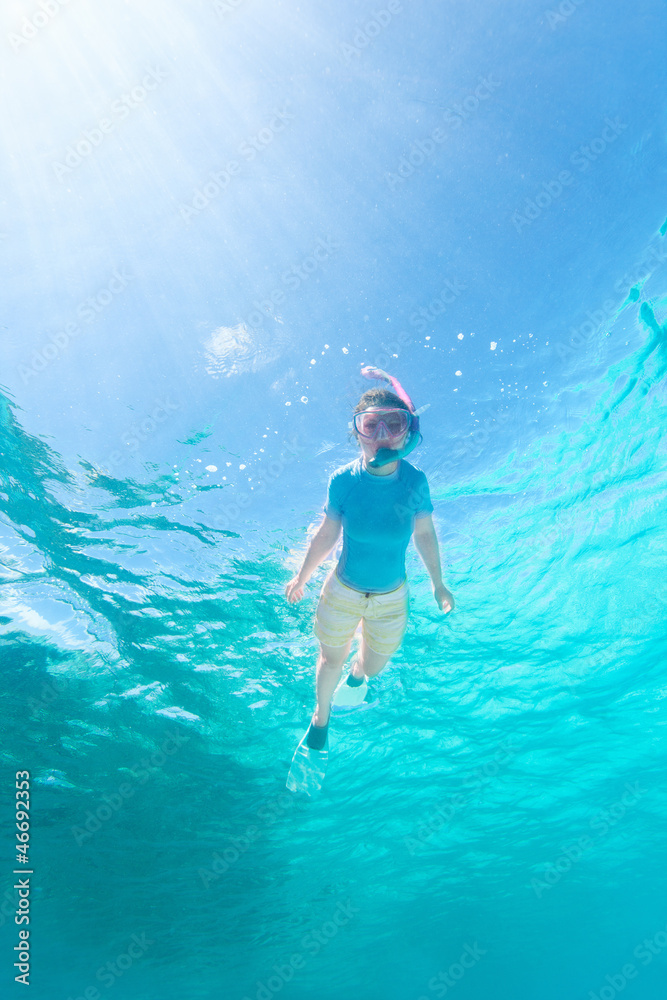 Poster woman snorkeling