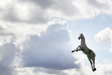 Obraz na płótnie Canvas toy horse and clouds