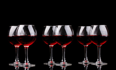 Wineglasses isolated on black