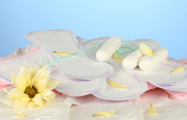 various types of sanitary pads and tampons