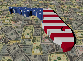 Obraz premium Florida Map flag on American dollars illustration