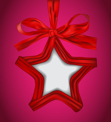 Illustration of Christmas star made of red ribbon