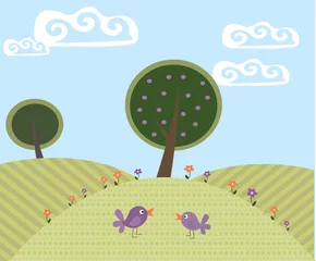 Foto auf Leinwand Kinderzimmer cute cartoon landscape  © ajjjgul