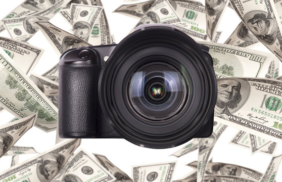 Photo camera with money