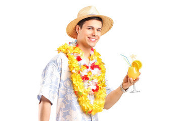 A smiling man with cocktail