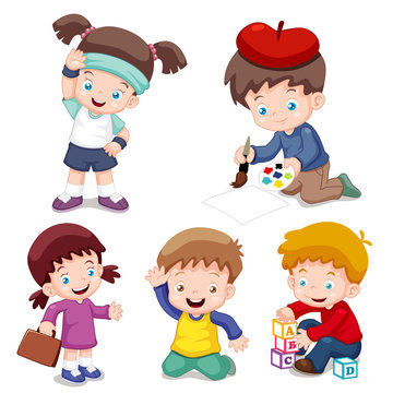 illustration of characters kids cartoon.Vector
