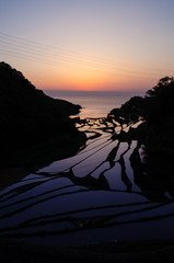 浜野浦棚田の夕焼け