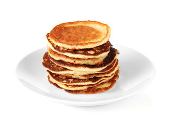 delicious sweet pancakes isolated on white