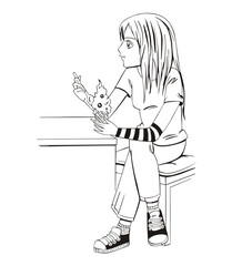 Anime girl eating ice cream