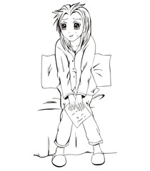 Sad anime girl with letter