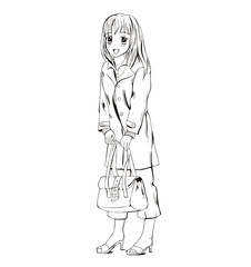 Anime girl with handbag