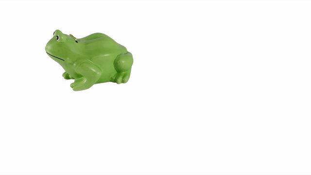 Stop motion Frog moneybox whith dollars going in it