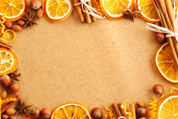 Christmas spices over gingerbread dough