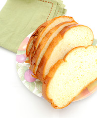 Slice of bread on the plate.