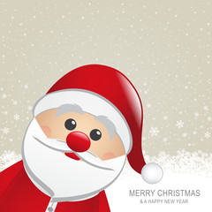 santa red hat snow snowflake blue background