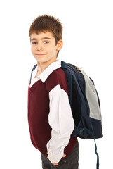 Proud schoolboy with bag