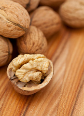 walnuts on wooden table