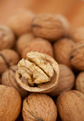 walnuts on wooden table