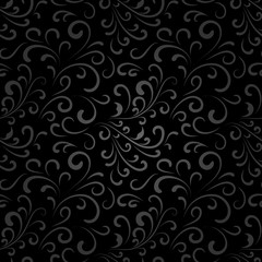 Fototapeta na wymiar Abstract black floral bez szwu
