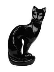 Stylish black cat figurine on white