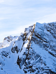 Rocky crests at the top of Kaprun glacier