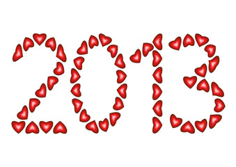 Happy New Year 2013 made from hearts