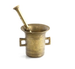 Old bronze mortar with pestle