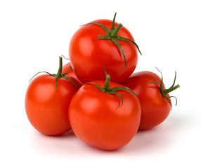 Red tomato vegetable closeup isolated on white background