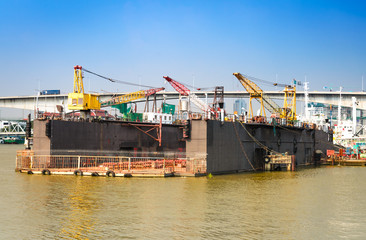 Fototapeta premium cargo crane at shipyard in Bangkok