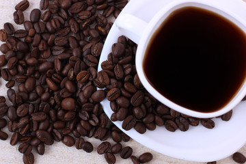 Cup of hot drink with coffee beam's