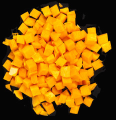 Pumpkin small blocks on black background